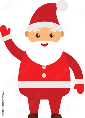 Cartoon Santa Claus waving hello with a red hat Christmas