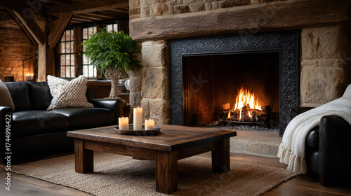 Cozy living room with a fireplace