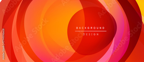 Abstract vibrant layers create dynamic circular pattern. Warm colors dominate design, suggesting energy, movement. Text reads background design.