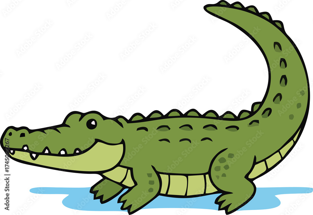 Fototapeta premium Cute Crocodile - Endemic Wildlife of Australia | Flat Vector Illustration
