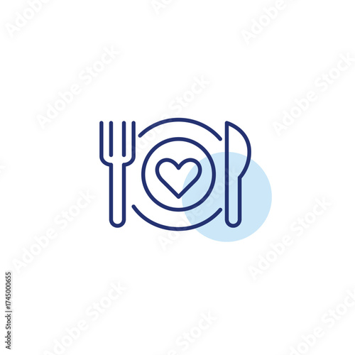 Plate, knife and fork. Fine dining, favorite dishes, care and health. Pixel perfect, editable stroke vector icon