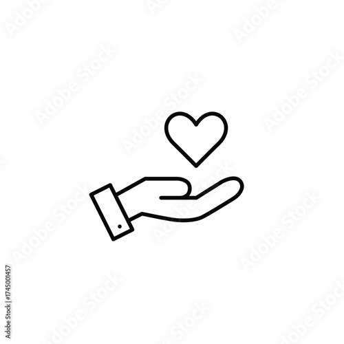 Heart in hand. Caring support, trusted health and charity services. Family and romantic relationships. Pixel perfect, editable stroke vector icon