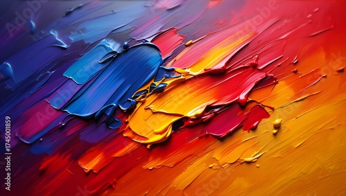 Vibrant abstract oil paint texture with thick impasto brushstrokes