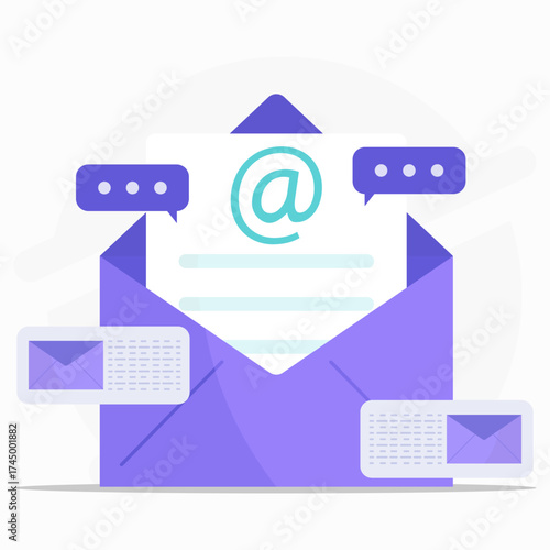 Online communication concept. email subscription, new messages received, minimal email design. 