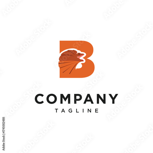 Letter B Frilled-neck lizard Logo Icon Vector