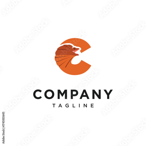Letter C Frilled-neck lizard Logo Icon Vector