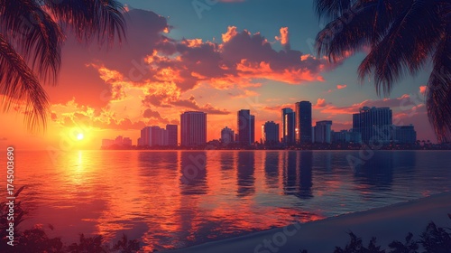 Miami Skyline at Sunset