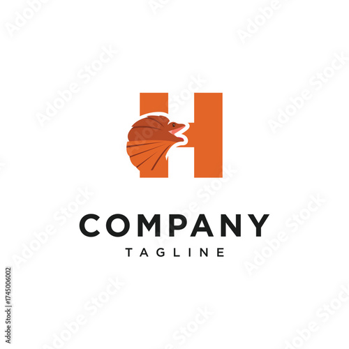 Letter H Frilled-neck lizard Logo Icon Vector