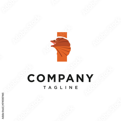 Letter I Frilled-neck lizard Logo Icon Vector