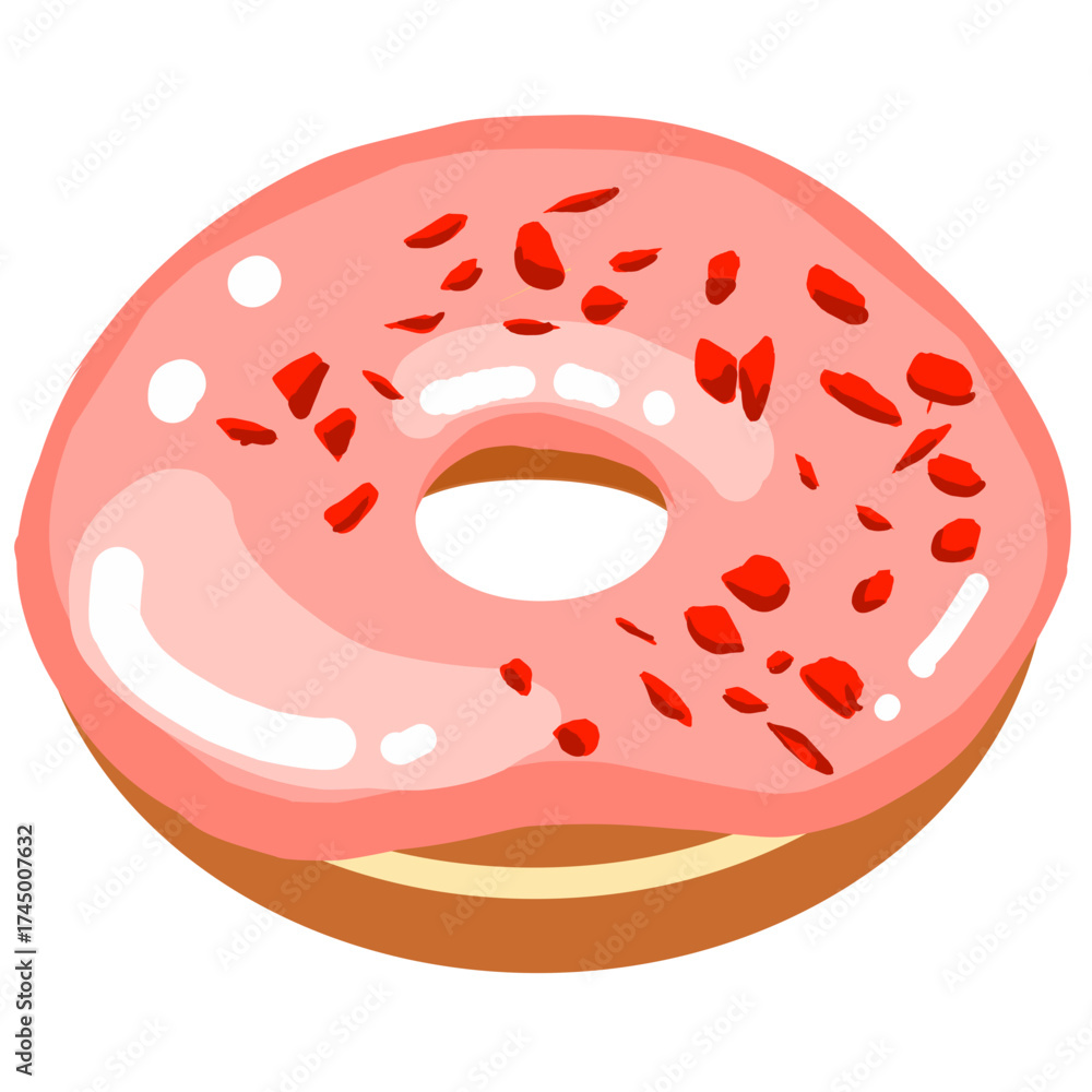 Obraz premium Dried strawberry Donut vector illustration