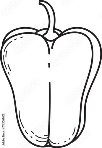 Vector Outline Icon of a Bell Pepper Vegetable