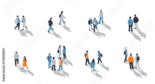Architectural Vector Illustration of People from Top View for Landscape and Urban Planning, white background