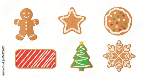 Festive Christmas Gingerbread Cookies Assortment Detailed Illustration for Holiday Season