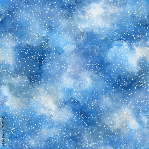 Abstract blue texture with clouds and speckles in a digital design.