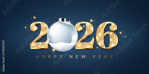 Christmas and New Year card with 2026 numbers