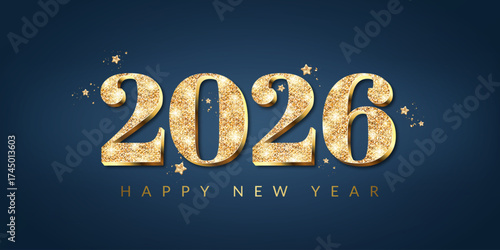 Christmas and New Year card with 2026 numbers