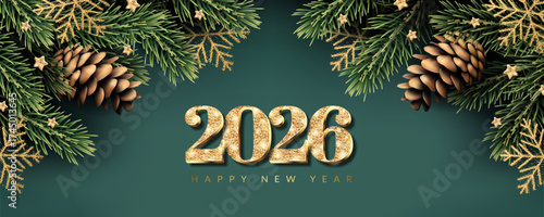 Christmas and New Year card with 2026 numbers