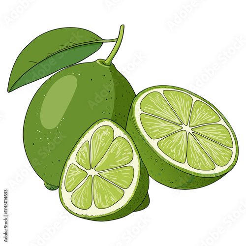 Tropical Citrus Wedge Vector Drawing