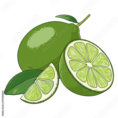 Ripe Lime Fruit Vector on White Background