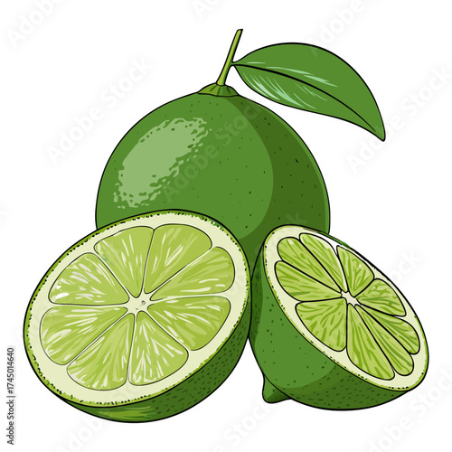 Ripe Lime Fruit Vector on White Background