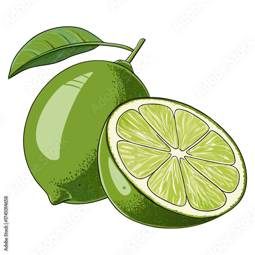 Ripe Lime Fruit Vector on White Background