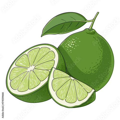 Ripe Lime Fruit Vector on White Background