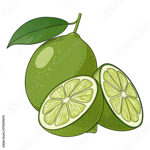 Tropical Citrus Wedge Vector Drawing