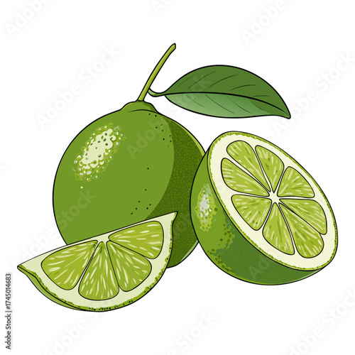 Tropical Citrus Wedge Vector Drawing