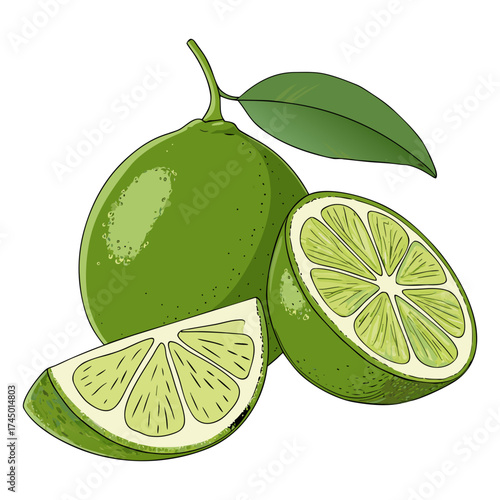 Fresh Lime Slice Vector Illustration