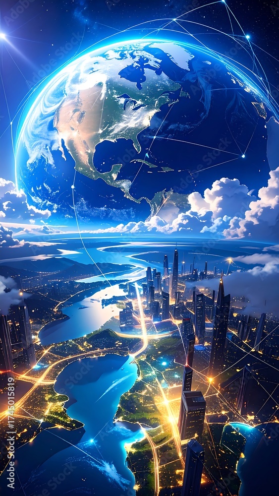 Obraz premium Futuristic Earth Cityscape