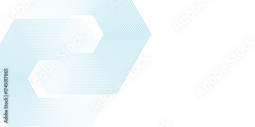 Abstract blue smooth wave on a white background. Dynamic sound wave art hexagon