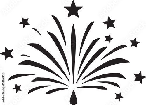 Firework Icon .Firecracker for Anniversary, New year, Celebrate, Festival. Contains icons of firecracker, sparkler, salute, petard, firework box and more.Flat design on black background.