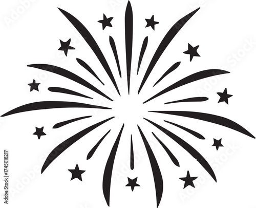 Firework Icon .Firecracker for Anniversary, New year, Celebrate, Festival. Contains icons of firecracker, sparkler, salute, petard, firework box and more.Flat design on black background.