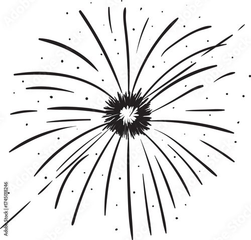 Firework Icon .Firecracker for Anniversary, New year, Celebrate, Festival. Contains icons of firecracker, sparkler, salute, petard, firework box and more.Flat design on black background.