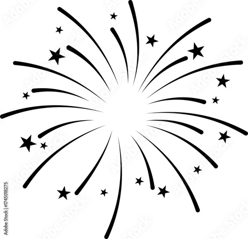Firework Icon .Firecracker for Anniversary, New year, Celebrate, Festival. Contains icons of firecracker, sparkler, salute, petard, firework box and more.Flat design on black background.