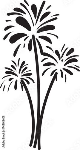 Firework Icon .Firecracker for Anniversary, New year, Celebrate, Festival. Contains icons of firecracker, sparkler, salute, petard, firework box and more.Flat design on black background.