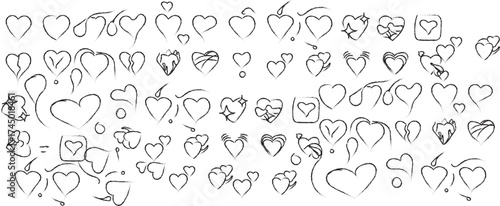 Collection of abstract doodle shapes and forms scattered across the surface sketch