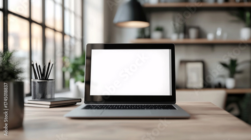 a realistic laptop screen mockup design template, in the style of digital technology, high resolution