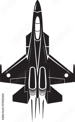 Fighter Jet Silhouette Aviation Aircraft Weapon Combat Symbol Logo Icon