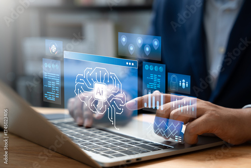 AI technology for daily life and business efficiency, Human use artificial intelligence and automation to analyze data, Prioritize tasks, Enhance productivity in everyday life and work, Workflow.