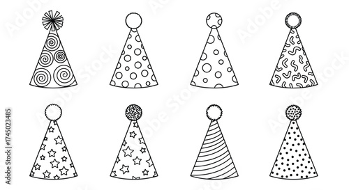 A collection of festive party hats for celebrations and special events.