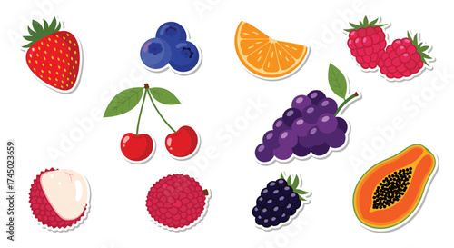 A vibrant assortment of fresh whole and sliced fruits.