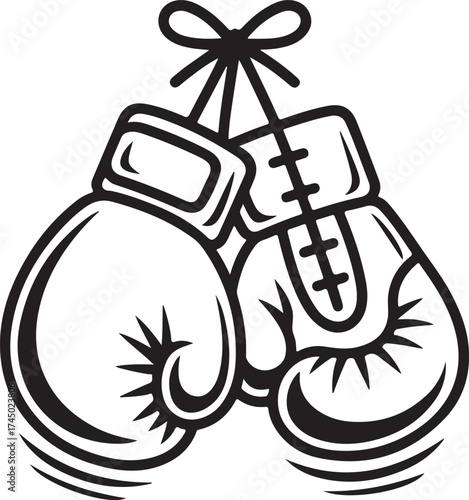 Boxing Gloves Hanging Pair Black Line Art Sport Fight Symbol
