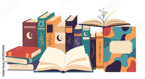 A collection of books in a library.