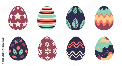 A collection of colorful and decorative Easter eggs.