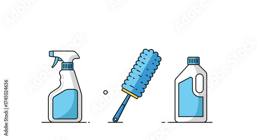 Cleaning supplies and tools for a spotless home.