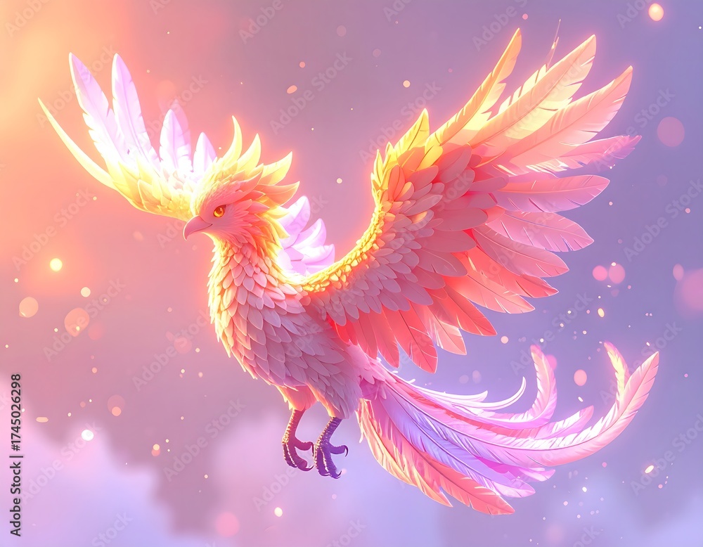 Obraz premium Flying Phoenix Bird with Pastel Colors