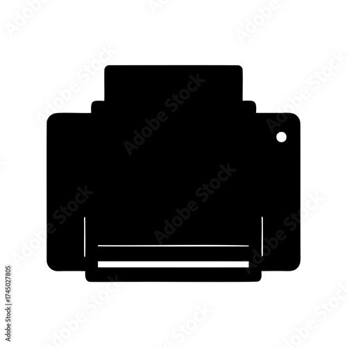 Black and white illustration of a printer machine for home use