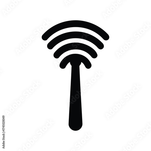 Sleek Black Wireless Signal Icon Design Indicating Connectivity and Broadcasting