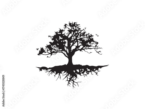 Graceful Willow Tree Silhouette Nature Artwork 2D Vector Line Design